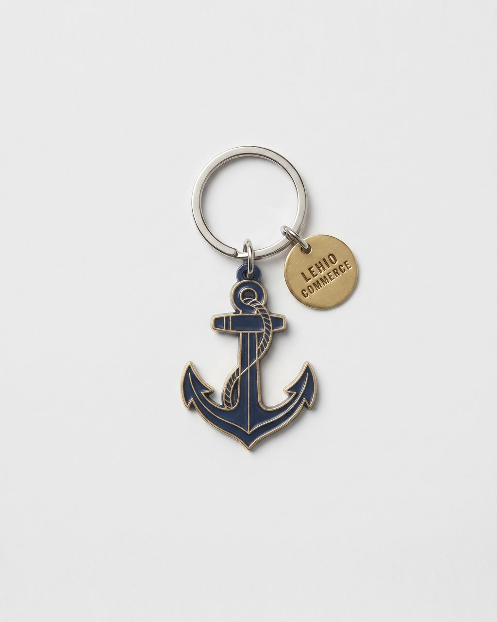 Anchor Keychain in Navy — front