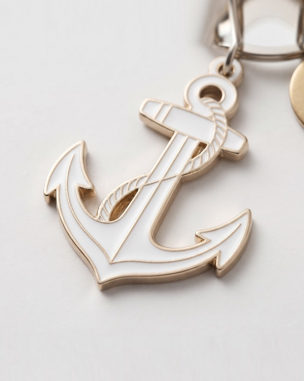 Anchor Keychain in White — detail