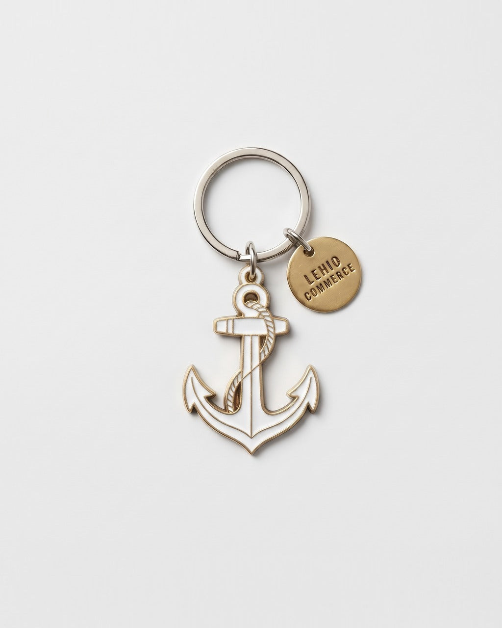 Anchor Keychain in White — front