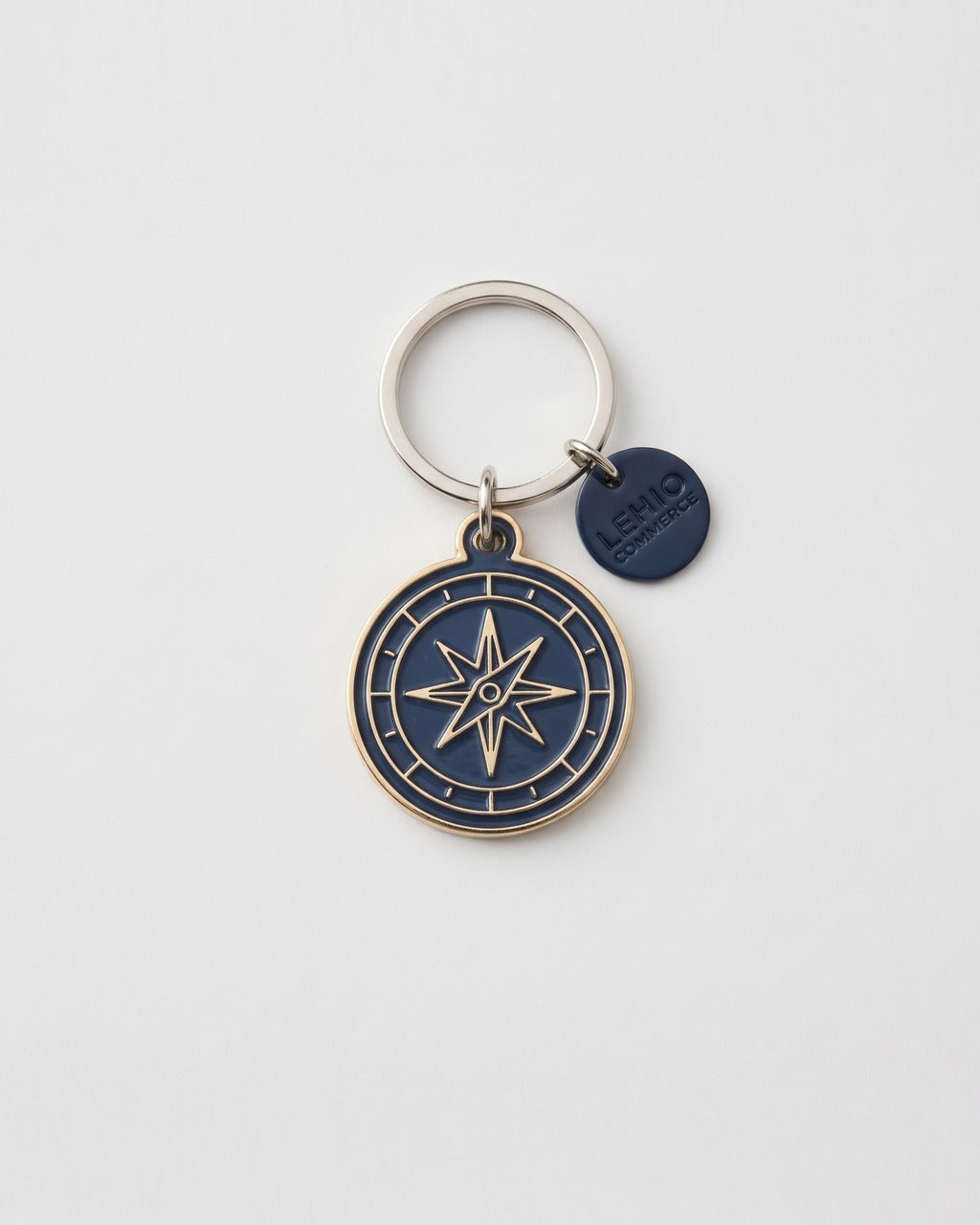 Compass Keychain in Navy — front
