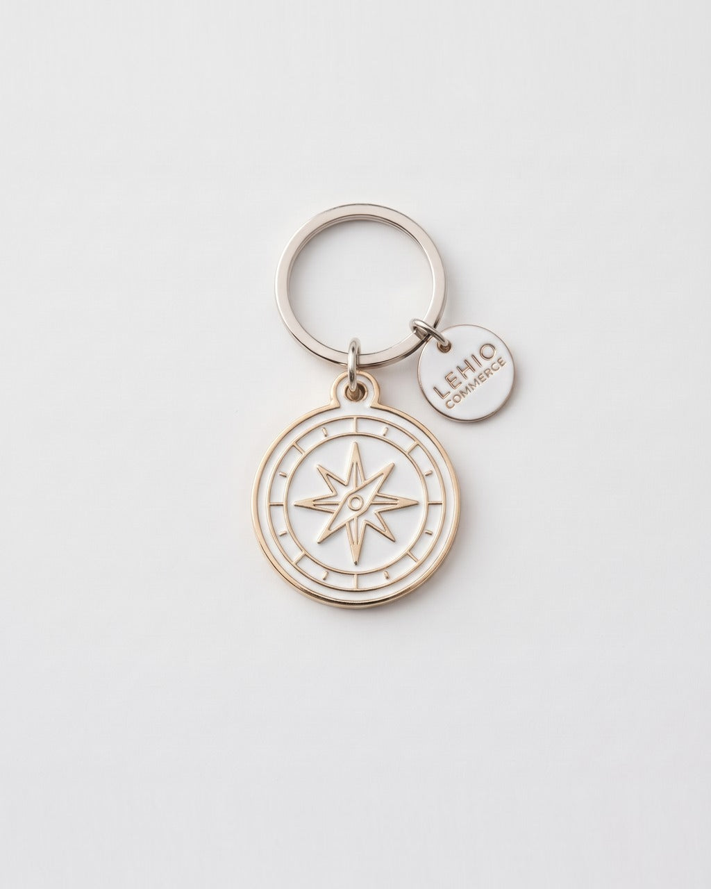 Compass Keychain in White — front