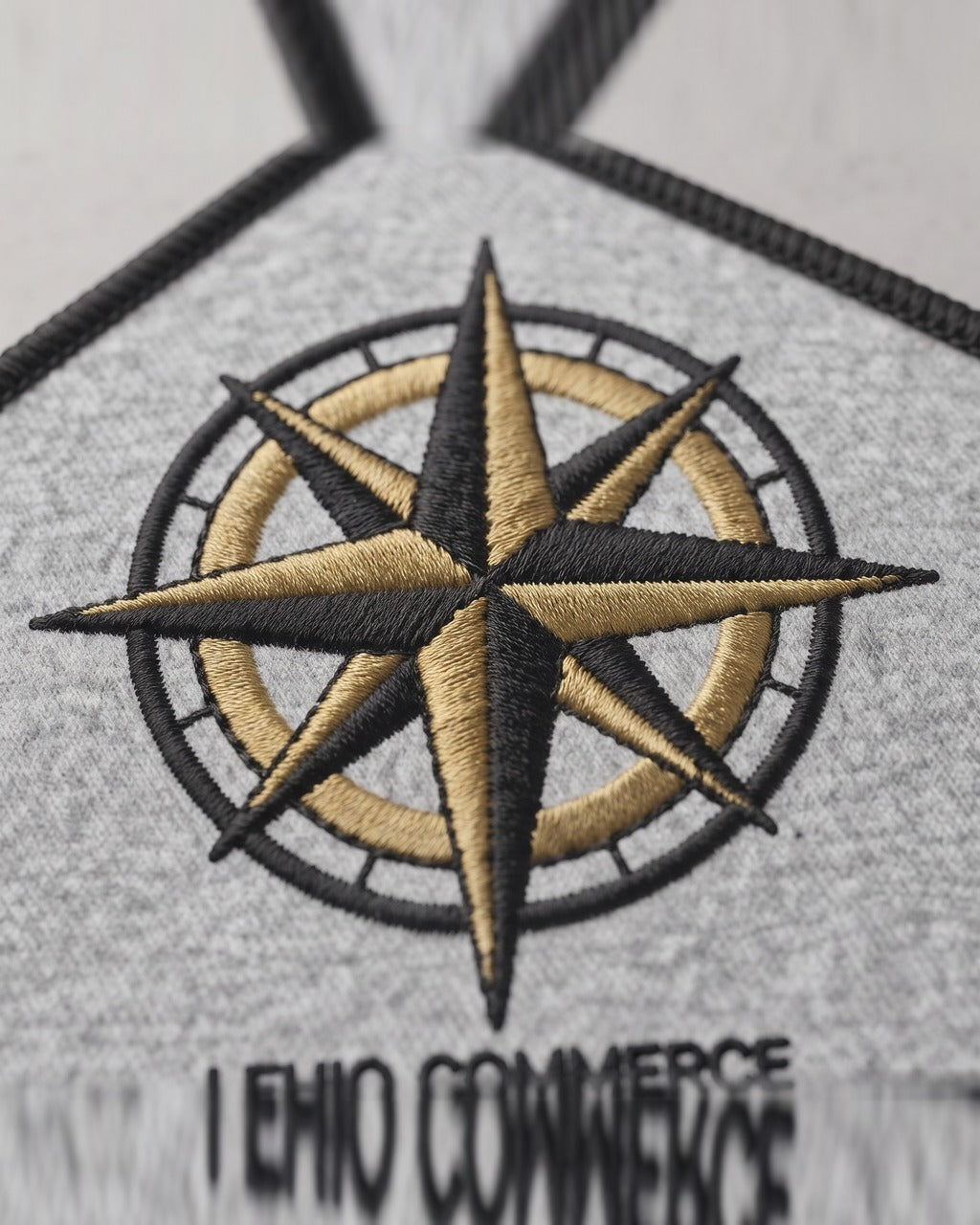 Compass Rose Patch in Heather Grey — detail