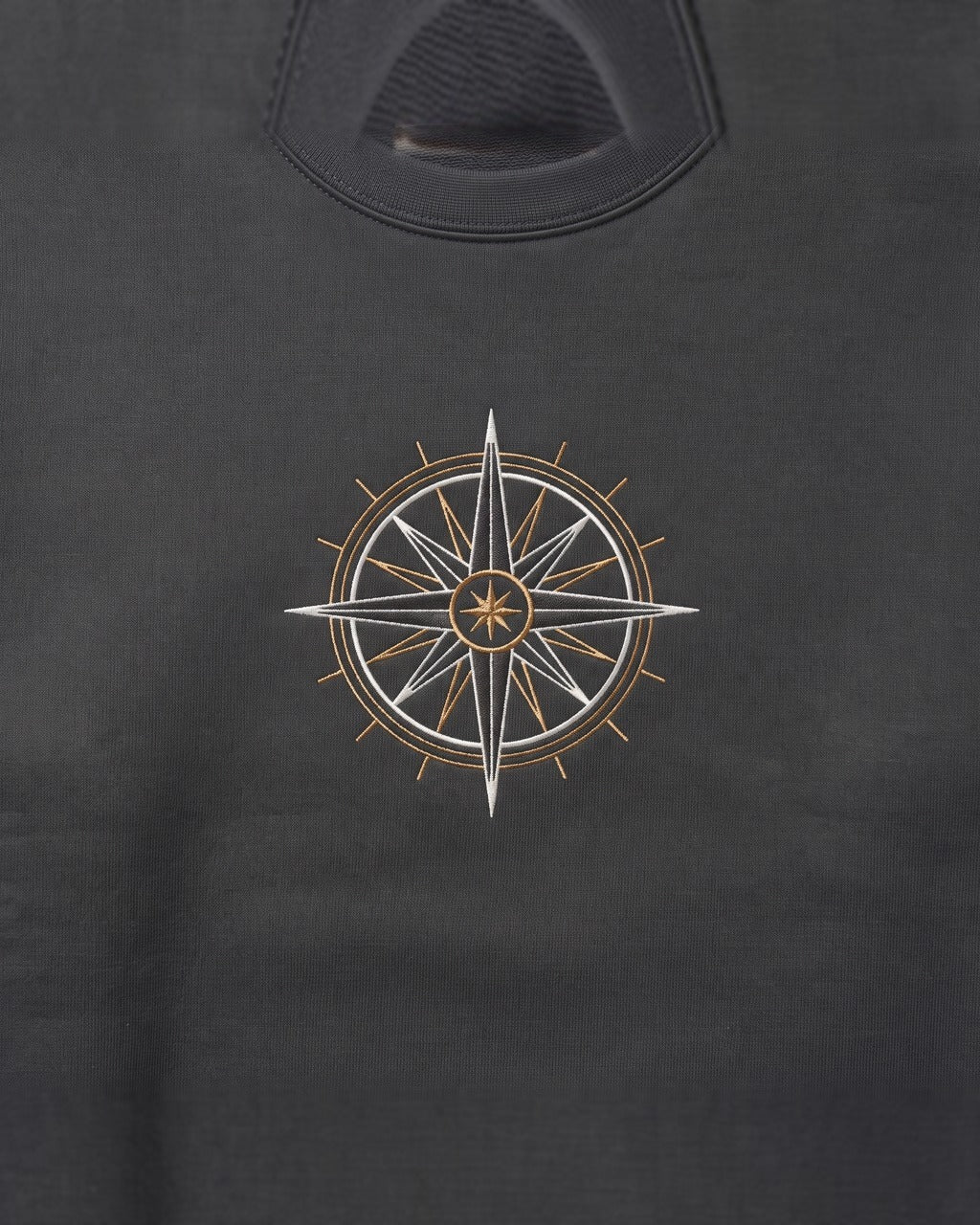 Compass Rose Sweatshirt in Charcoal — detail