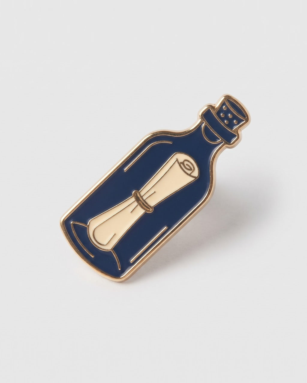 Message in a Bottle Pin in Navy — detail