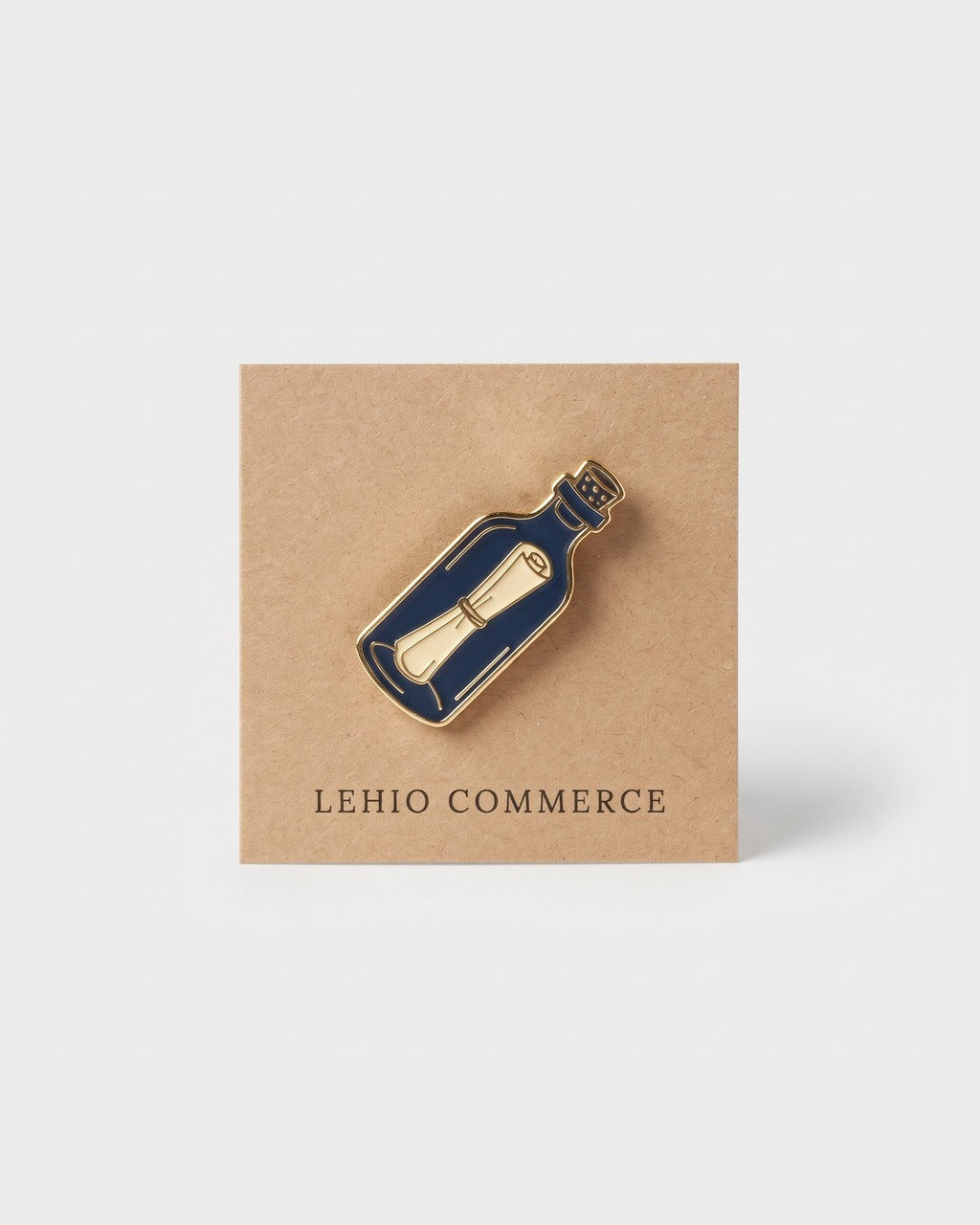 Message in a Bottle Pin in Navy — front