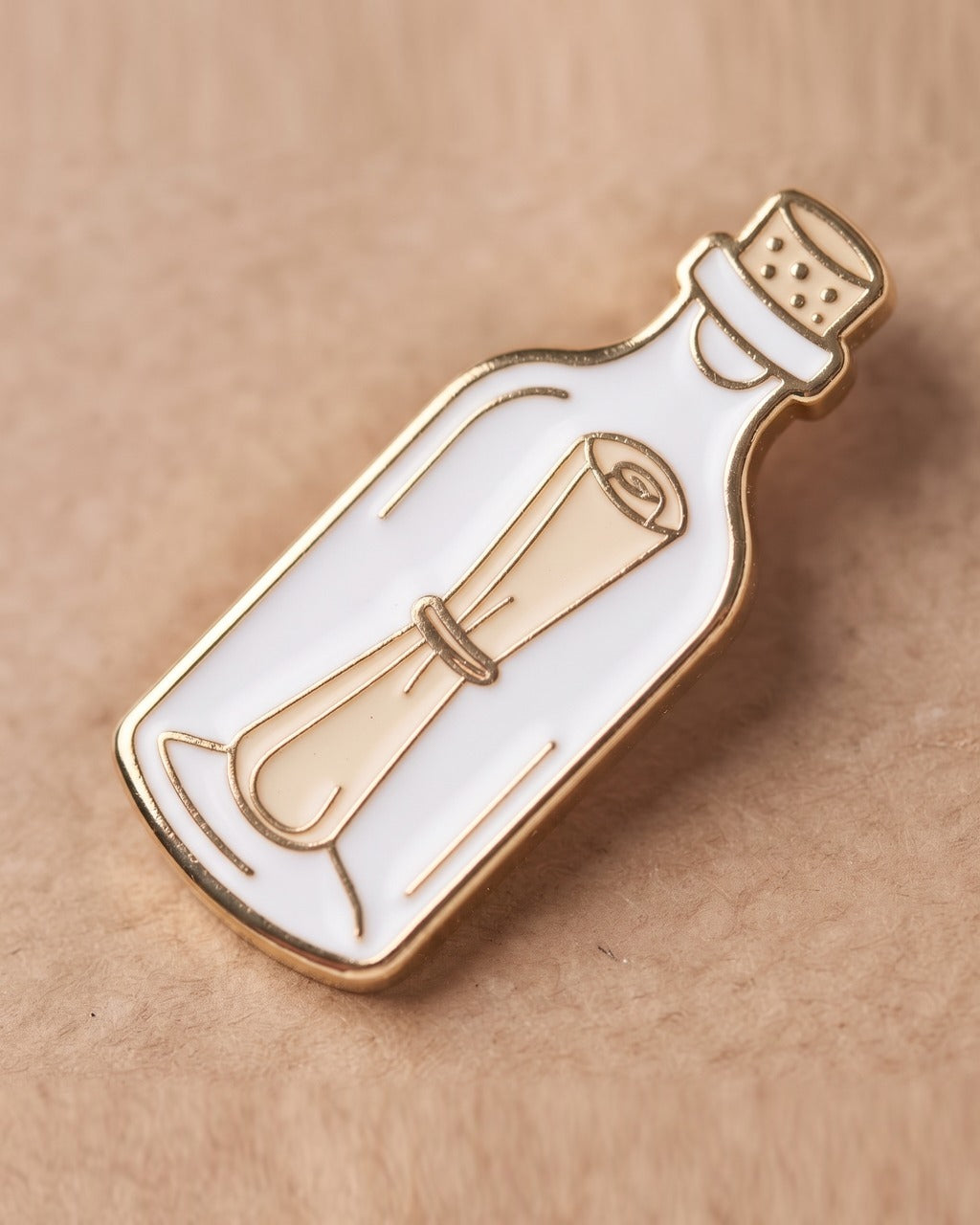Message in a Bottle Pin in White — detail