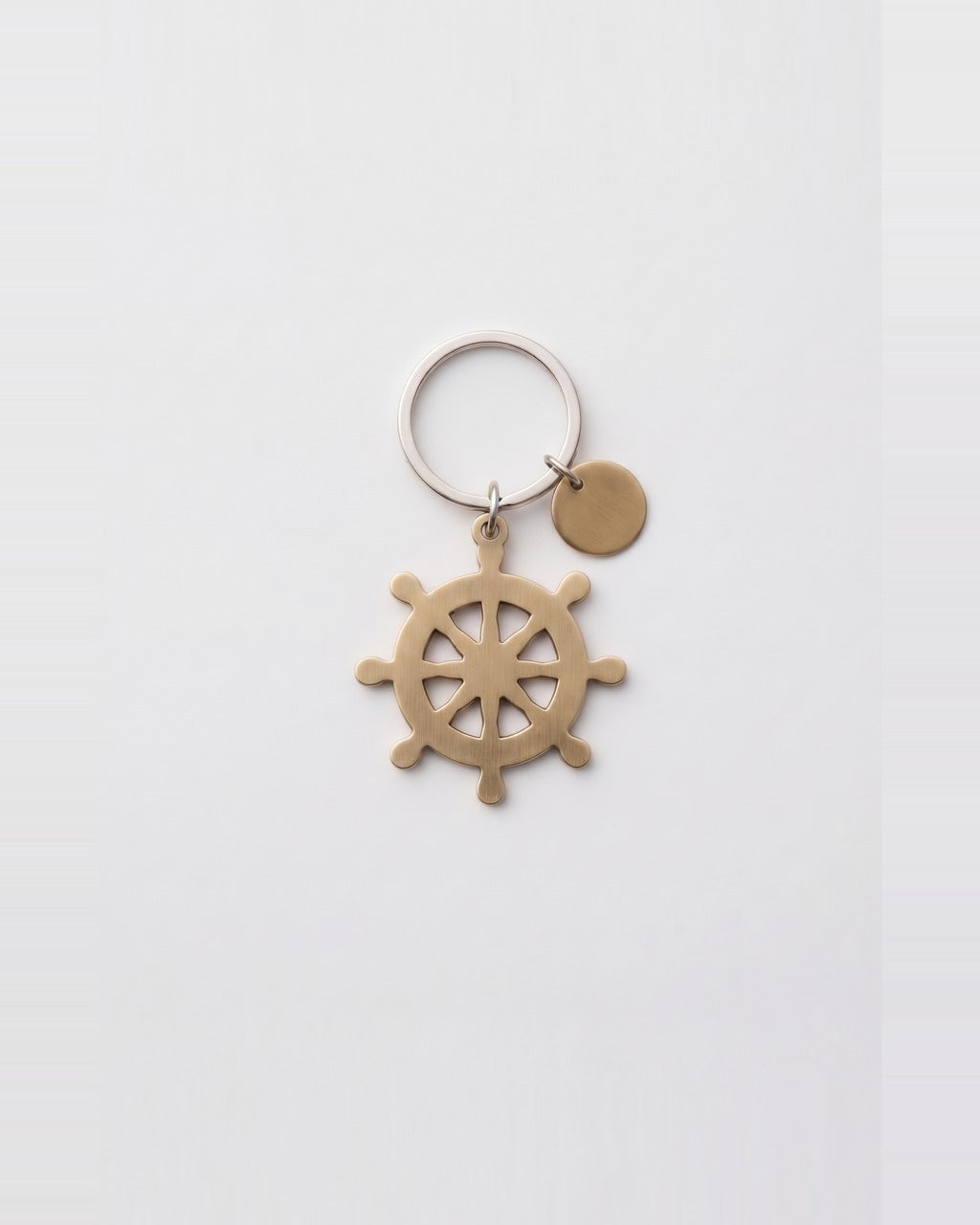 Ship's Wheel Keychain in Black — back