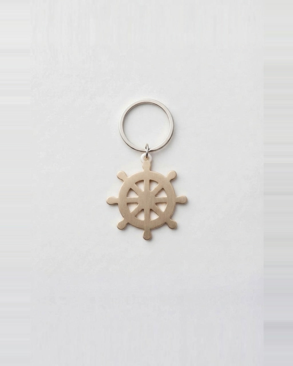 Ship's Wheel Keychain in White — back