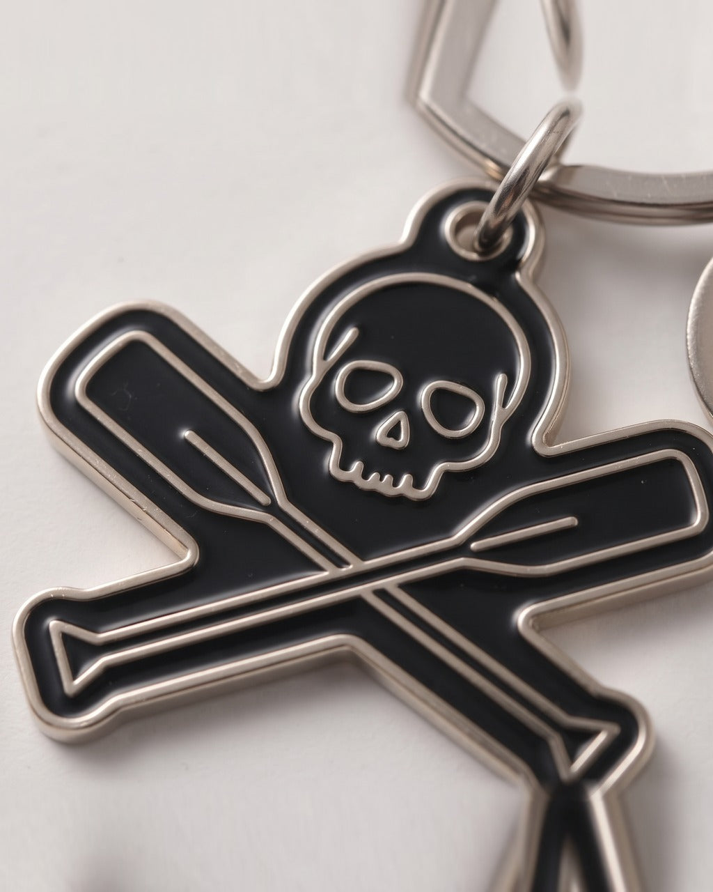 Skull and Oars Keychain in Black — detail