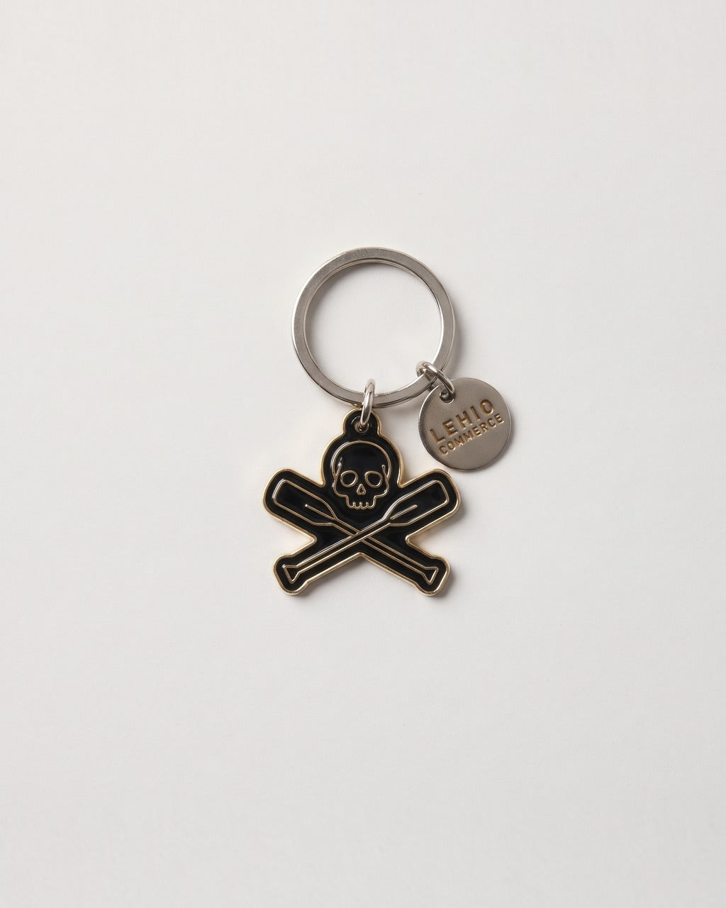 Skull and Oars Keychain in Black — front