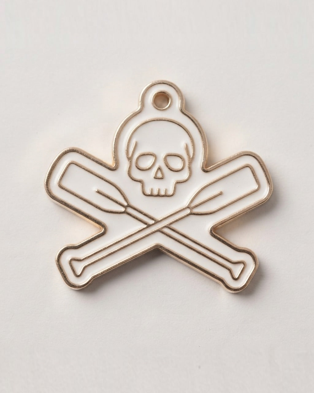 Skull and Oars Keychain in White — detail