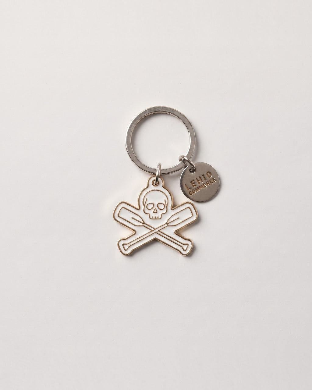 Skull and Oars Keychain in White — front