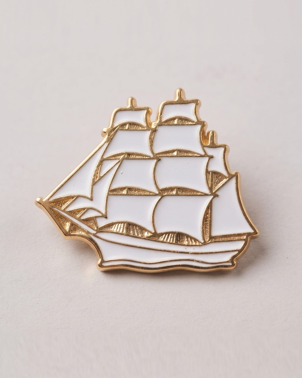 Tall Ship Pin in White — detail
