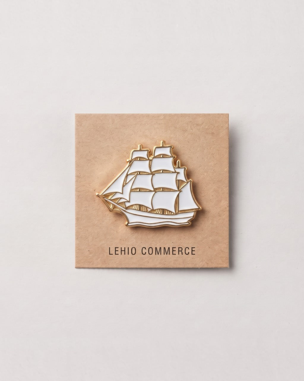 Tall Ship Pin in White — front
